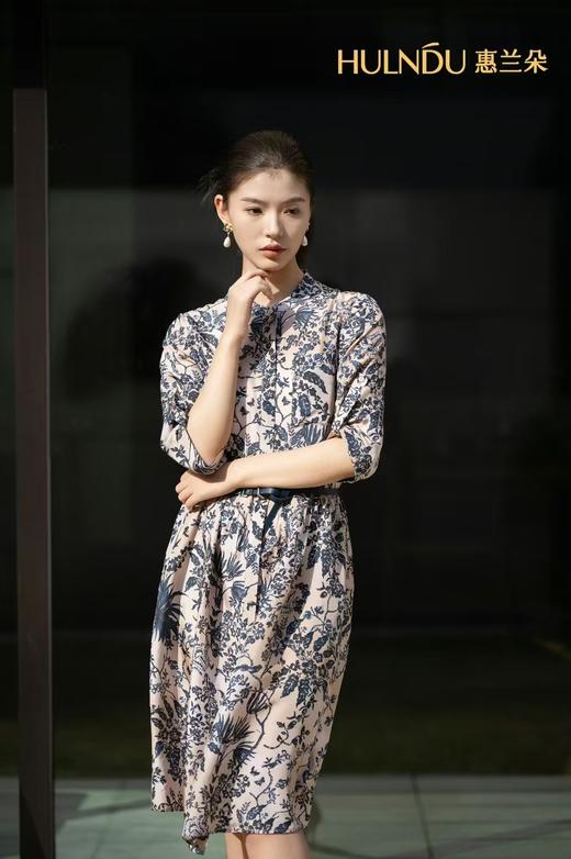惠兰朵  桑蚕丝印花连衣裙 商品图0