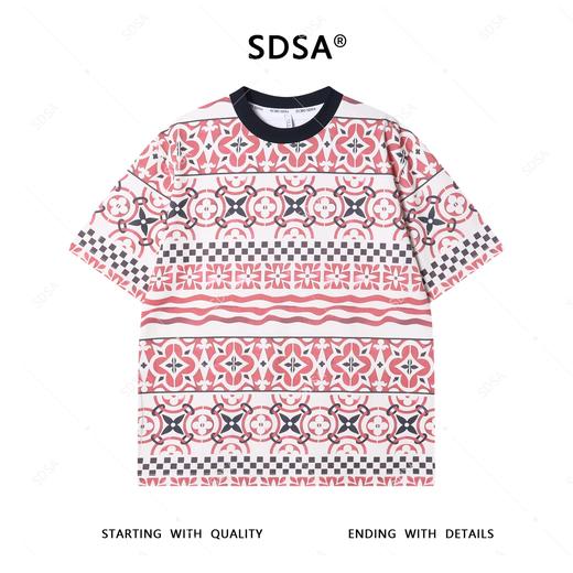 T3700夏季高级感新款男士撞色四叶草图案短袖T恤潮流设计师时尚上衣 商品图1