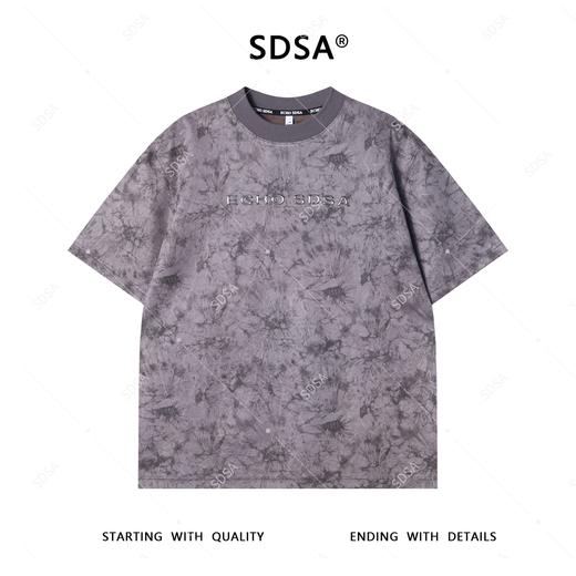 T3572夏季高级感新款男士潮牌扎染立体字母短袖T恤百搭痞帅圆领上衣 商品图1