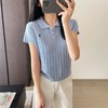 夏季薄款真丝精纺羊毛小马刺绣POLO领绞花短袖针织衫 商品缩略图7