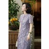 西子/新中式V领盘扣蕾丝收腰显瘦气质旗袍/QPHJ037 商品缩略图1