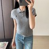夏季薄款真丝精纺羊毛小马刺绣POLO领绞花短袖针织衫 商品缩略图6