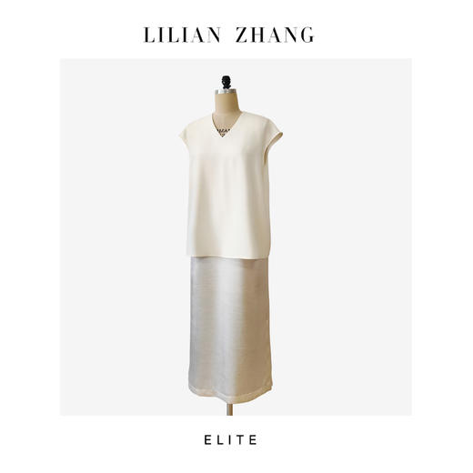 E“定制”——静奢风——随性自然——老钱风V领假两件式叠层裙 2501019 商品图1