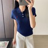 夏季薄款真丝精纺羊毛小马刺绣POLO领绞花短袖针织衫 商品缩略图4