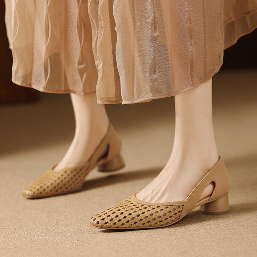 【预售5天】羊皮包头凉鞋女软皮软底皮鞋女夏新款真皮镂空网面透气不闷脚女鞋LG&714-1216 商品图2