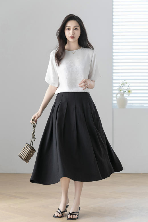 火桐hooton重磅亚麻赫本裙20308376 商品图0