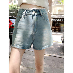 <曾小咸推荐>花边拼接牛仔短裤女夏季显瘦