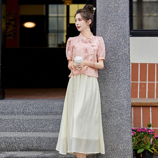 新中式国风半身裙套装2025夏季新款流苏碎花短袖上衣裙子两件套YWY8938 商品图2