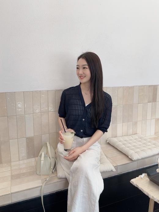 火桐hooton 普罗旺斯的夏天 莱赛尔桑蚕丝V领短袖开衫G467 商品图9