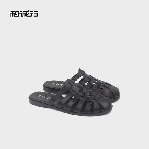 和诚行 2025夏季新款韩版时尚编织外穿女平底百搭半包拖鞋1580172 商品图0