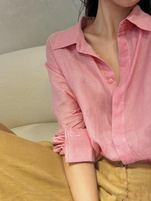 高端100%苎麻衬衫透气随身小宽松衬衫防晒衫 商品图1