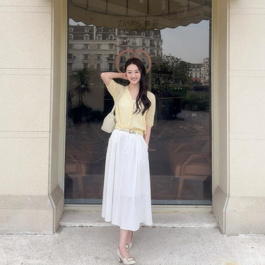 火桐hooton 普罗旺斯的夏天 莱赛尔桑蚕丝V领短袖开衫G467 商品图1