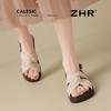 ZHR则则轻便平底凉鞋女2025夏季新款宽脚爆款拖鞋交叉带沙滩女鞋 商品缩略图7