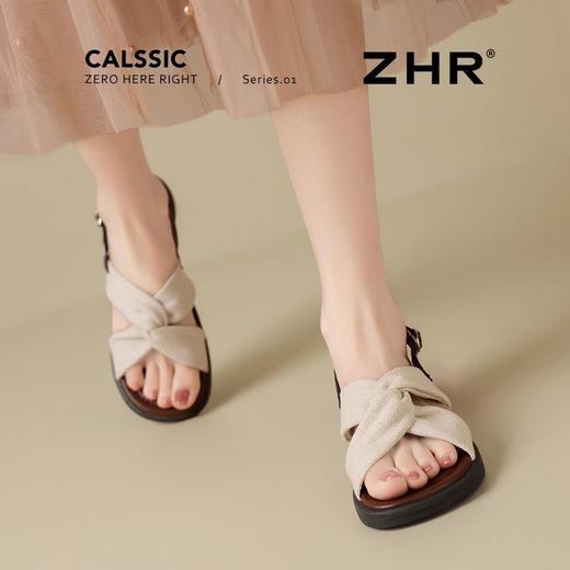 ZHR则则轻便平底凉鞋女2025夏季新款宽脚爆款拖鞋交叉带沙滩女鞋 商品图7