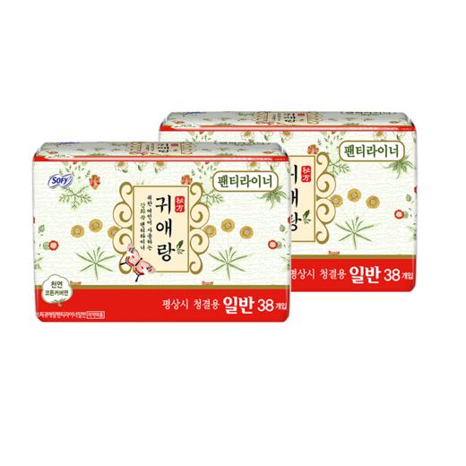 贵艾朗原LG贵爱娘韩国进口艾草日用姨妈巾卫生巾加长护垫155mm/175mm 38片*2包 商品图6