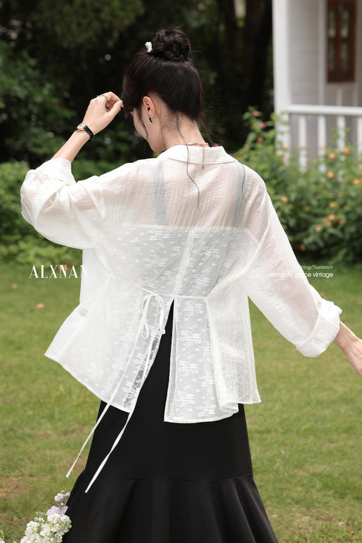 鹿向南「南法假日」法式气质拼接女连衣裙夏季收腰黑色吊带长裙子 商品图5