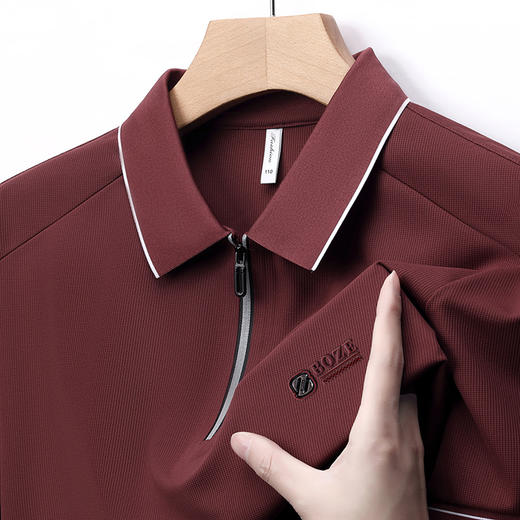 夏季新款全身无痕半拉链polo衫冰丝男士短袖POLO衫 商品图5