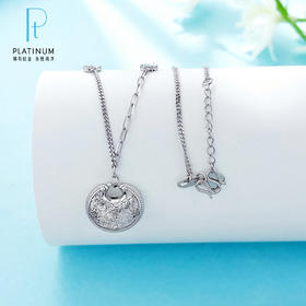 【限时8.8折】【线上铂金馆】PT950 #复古风 【国际铂金协会】铂金空心AB调节吉祥如意吉言吉语锁包套链(BTL00364)预售产品下单后不退款不退货不换货不补差价)