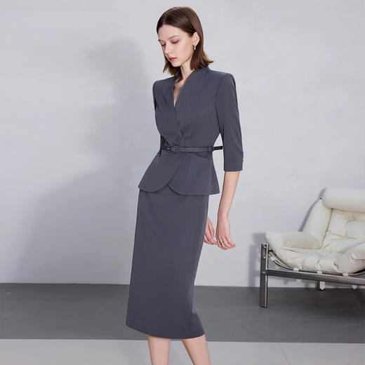 IWY/高级感灰色西装套装职场两件套新款七分袖工作服正装裙CS2252 商品图3