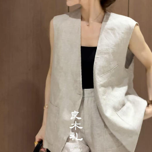 【部分现货】良木礼亚麻无袖套装（8-802） 商品图0