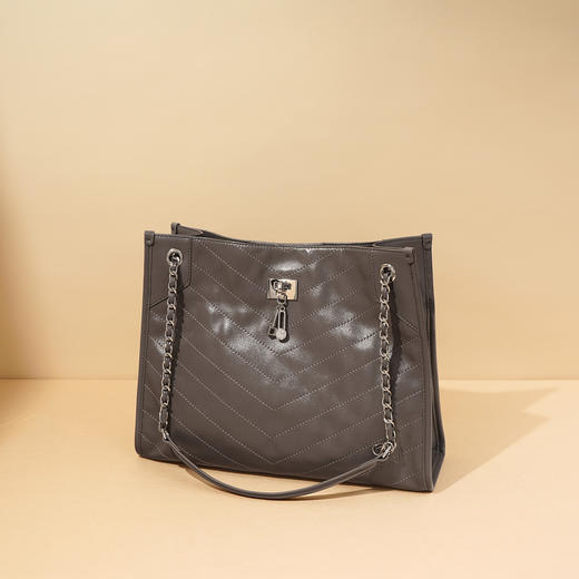 【预售3天】大容量菱格链条包包女2025新款小众时尚通勤单肩斜挎流浪托特包F-9637 商品图2