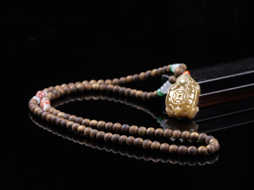 XY0360沉香+黄翡金钱龙龟挂件 商品图8