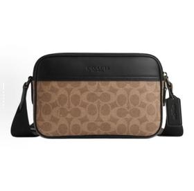 COACH 卡其色配黑色男士斜挎包