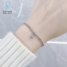 【限时8.8折】【线上铂金馆】PT950 #葫芦 【国际铂金协会】铂金空心调节葫芦吊饰蹦迪珠双排手链（内里为铂金链）(BSL00278)预售产品下单后不退款不退货不换货不补差价)