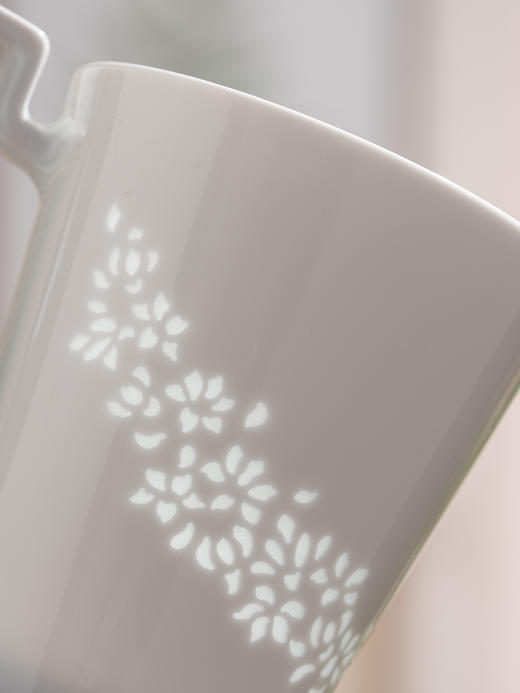 景德镇富玉陶瓷玉兰花马克杯高级感轻奢高颜值玲珑瓷茶杯高档精致礼盒装 商品图3
