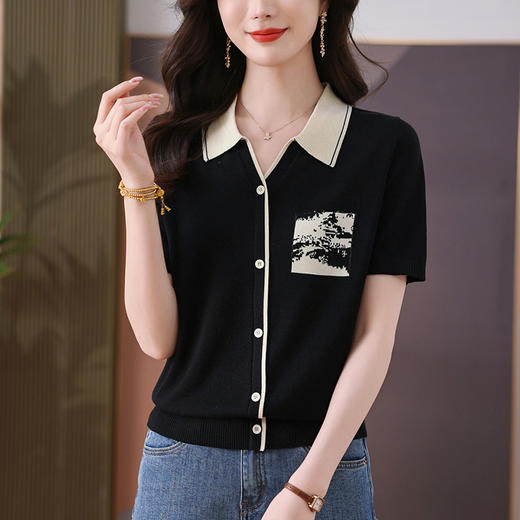 翻领冰丝针织衫，气质减龄polo衫上衣CC-89-791 商品图2