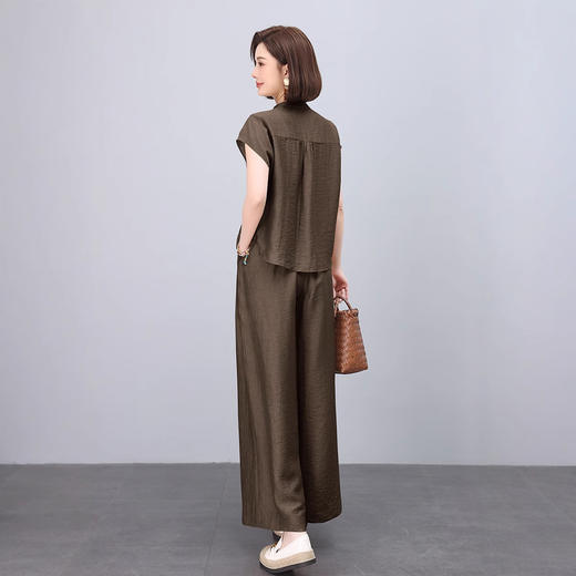 丁摩 时尚休闲天丝麻套装女夏季气质宽松显瘦阔腿裤两件套潮5ZF-6721 商品图3