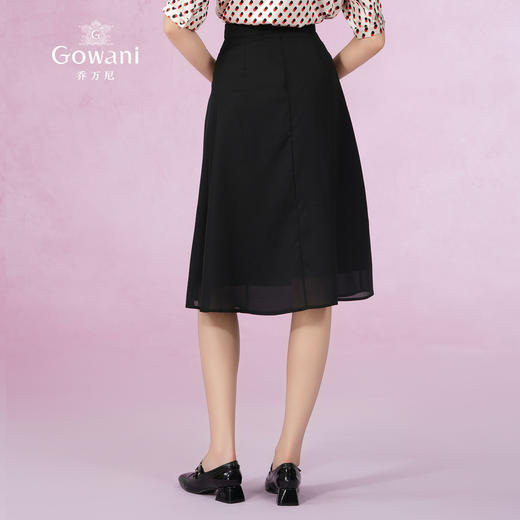 乔万尼黑色半身裙女新款夏a字裙显瘦垂坠感EM2D761 商品图4