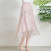 丁摩 真丝简约中长款网纱裙松紧腰桑蚕丝半身裙75670 商品缩略图0