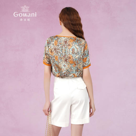 乔万尼重磅真丝衬衫女新款短袖复古设计EF2C362 商品图4