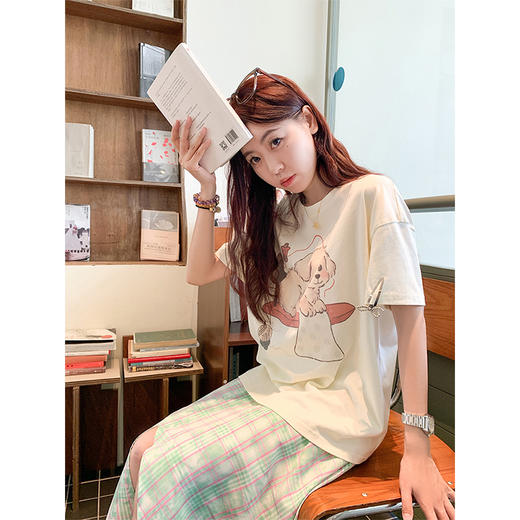 <曾小咸推荐>印花短袖T恤不规则格子半身裙 商品图3