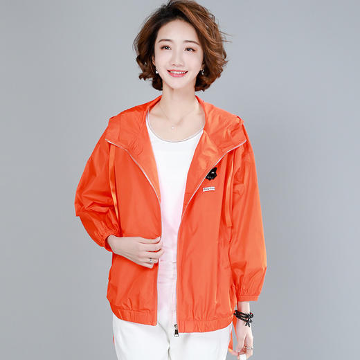 丁摩 轻薄单层连帽防晒衣女夏季开衫新款宽松遮肚防晒服空调衫5ZF-1929 商品图3