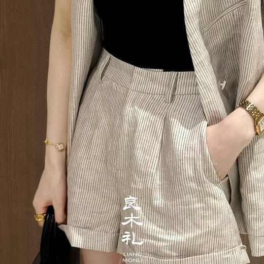 【部分现货】良木礼亚麻无袖套装（8-802） 商品图3