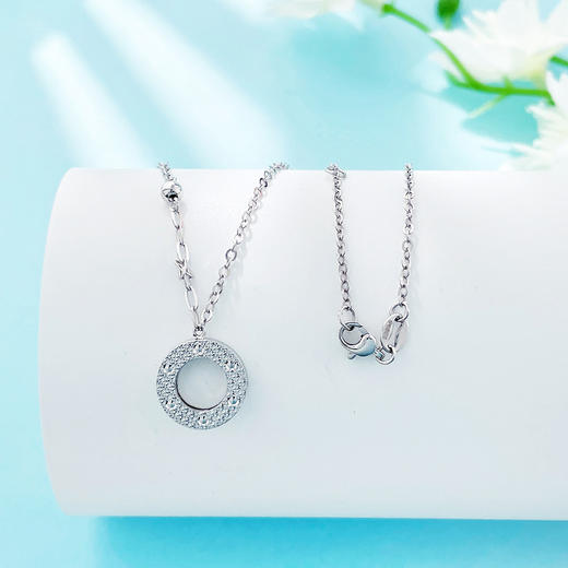 【限时8.8折】PT950 【国际铂金协会  精品】铂金空心AB调节几何环形鱼鳞平安扣套链(BTL00385)预售产品下单后不退款不退货不换货不补差价)预售产品下单后不退款不退货不换货不补差价 商品图1