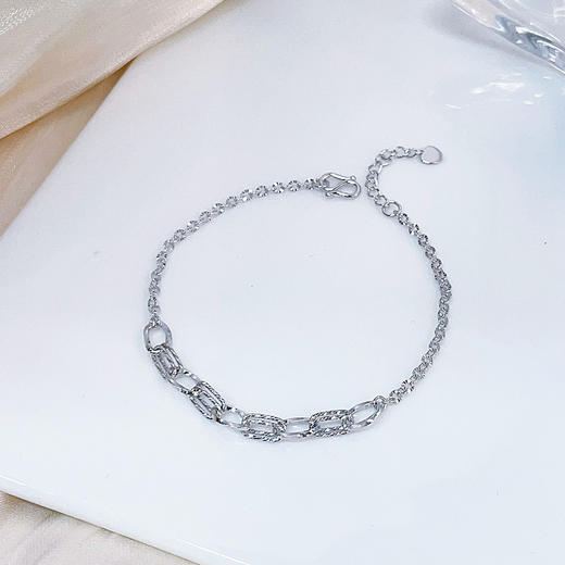 【限时8.8折】【线上铂金馆】PT950 铂金实心调节绕线环环相扣圆环手链(PTSL00076)预售产品下单后不退款不退货不换货不补差价) 商品图1