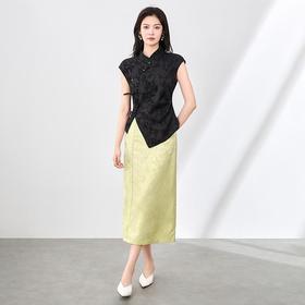 「高货wl」全新升级【铂金会员312/天猫419/差价107】(99324)洛诗琳夏季新中式国风斜襟盘扣上衣提花半身裙两件套装女wl99324