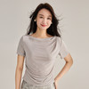 垂感轻薄顺滑亮丝醋酸，设计感抽褶显瘦短袖T恤SH- 22456 商品缩略图1