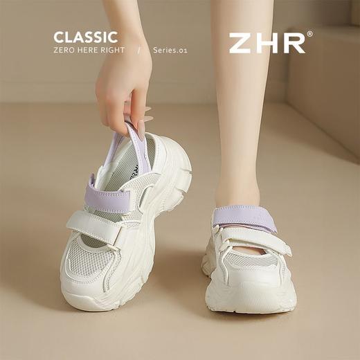 ZHR则则镂空厚底老爹鞋女鞋夏季魔术贴网面运动凉鞋女透气女鞋 商品图9