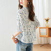 百媚生 纯棉青花瓷小碎花短袖衬衫女35085 商品缩略图3