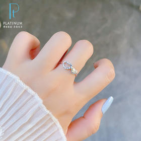 【限时8.8折】PT950 #怦然心动 【国际铂金协会】铂金空心活口戒指甜美心心相印活口女戒(ACPTJZ00004)预售产品下单后不退款不退货不换货不补差价)预售产品下单后不退款不退货不换货不补差价