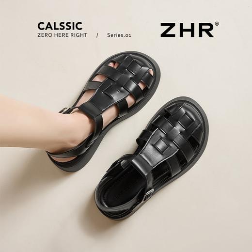 ZHR则则罗马凉鞋女2025新款夏季厚底增高猪笼鞋休闲百搭包头凉鞋 商品图8