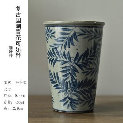 「景德镇釉下青花福乐超大号老陶泥粗陶可乐杯」花茶杯 五款可选单杯 商品图7