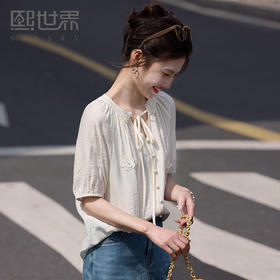 【专属特价】熙世界休闲风立体花朵短袖衬衫女设计感洋气减龄上衣2025夏日新款