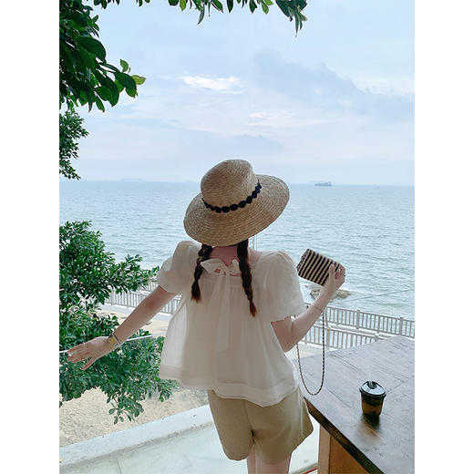 <曾小咸推荐>现货秒杀！微信超特价！韩系减龄方领娃娃衫短袖衬衫 日常139.99 立减70 秒杀69.99！ 商品图4