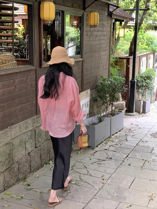 高端100%苎麻衬衫透气随身小宽松衬衫防晒衫 商品图13