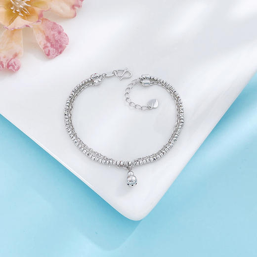 【限时8.8折】【线上铂金馆】PT950 #葫芦 【国际铂金协会】铂金空心调节葫芦吊饰蹦迪珠双排手链（内里为铂金链）(BSL00278)预售产品下单后不退款不退货不换货不补差价) 商品图1